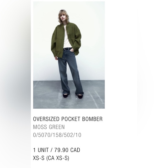 *SOLD* Zara Bomber Jacket - Picture 3 of 4